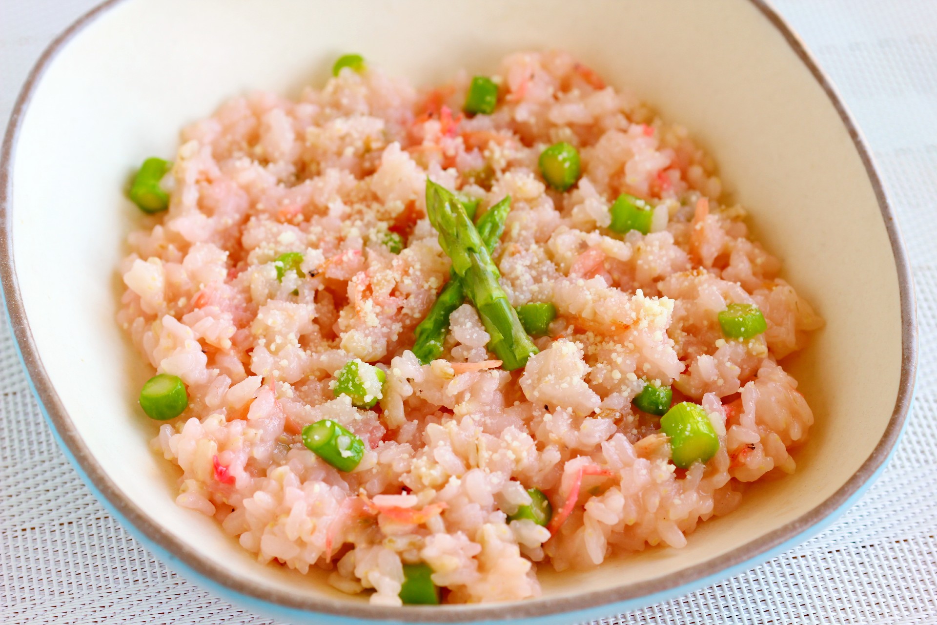 オーツライスで桜海老とアスパラのリゾット